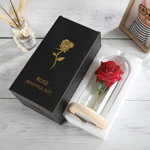 Romantico eterno rosa rossa in cupola di vetro con caldo bianco LED lucine per sempre amore regalo per anniversario compleanno di San Valentino - Product Image 1