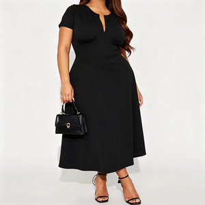 Vestido Midi de Fábrica al por Mayor, Talla Grande, Resistente a las Arrugas, Estilo Tubo, para Oficina, Manga Corta, <span class=keywords><strong>Ropa</strong></span> de Trabajo Profesional, OEM - Product Image 1