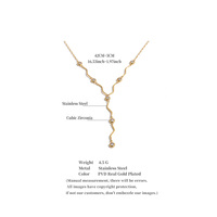 Collier JINYOU 8079 en acier inoxydable plaqué or PVD, délicat, avec chaîne en Y et pendentif en zircon cubique ondulé, pour bijoux élégants