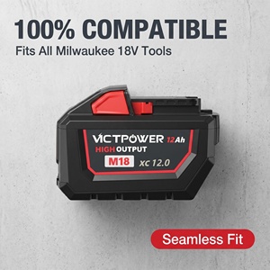 VICTPOWER 18V 12Ah 10C Li-ion <b>Battery</b> for Milwaukee 18V M18 Tools Replacement BMS Overcharge Protection Flame Retardant 1530g - Product Image 5