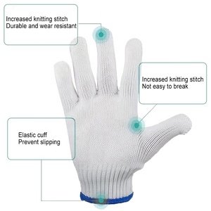 Guantes de Trabajo de Seguridad Antideslizantes de Punto Blanco <span class=keywords><strong>100</strong></span>% Algodón, Calibre 10, 34g, Venta al Por Mayor en China - Product Image 2
