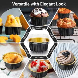 Round Ice Cream <b>Foil</b> Bowl Street Cupcake <b>Foil</b> <b>Container</b> Disposable Aluminum <b>Foil</b> Baking Cup With Lids - Product Image 2