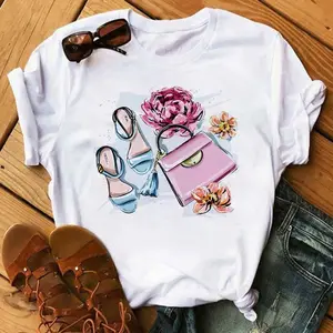 Venta al por mayor camiseta gráfica camiseta Top para niñas impreso 2024 de alta calidad personalizado Y2K Top blusas y camisas de las mujeres camisetas de las mujeres