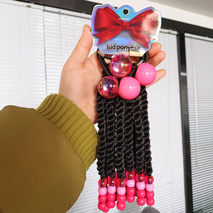 8 pulgadas 10 pulgadas Sengel <span class=keywords><strong>Twist</strong></span> niños trenzas coletas elásticas cuentas de ganchillo de colores con pajarita al por mayor - Product Image 2
