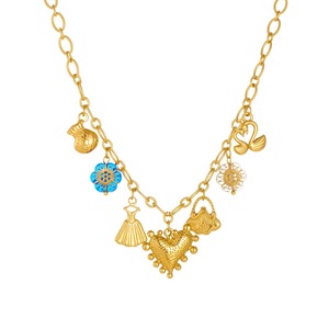 Collar de Acero Inoxidable con Dijes de Oro de 18k, Vestido de Princesa, Sagrado Corazón, Cisne y Flor de Cristal, Joyería de Moda para Mujer, Resistente al Deslustre - Product Image 6