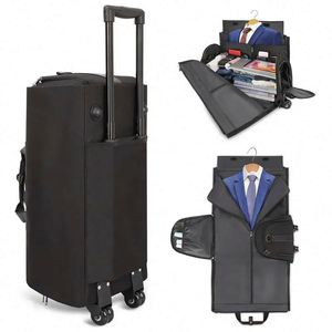 BSCI factory Wholesale <b>Rolling</b> Convertible Suit Carry On <b>Duffle</b> <b>Bag</b> Travel Waterproof Folding Garment Trolley <b>Bag</b> - Product Image 2