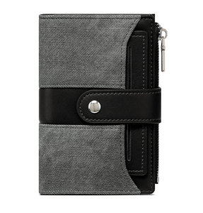 Vintage Short Zipper PU Leather Multi-functional Men's <b>Wallet</b> Business Portable Simple Leaf Cross-border Coin <b>Wallet</b> - Product Image 2