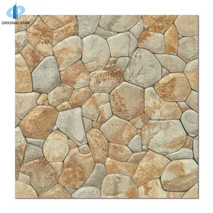 Steen Textuur Rustieke Tegel Beige Onregelmatige Steen Splicing Patroon Keramische Tegels 300X300 Mm Outdoor Vloer Tegel