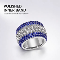 Bague en diamant bleu, plaquée or blanc sur cuivre, bijoux en cristal et strass, bague tendance de luxe pour femmes
