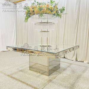Meubles <span class=keywords><strong>de</strong></span> mariage bon marché, table <span class=keywords><strong>de</strong></span> mariage carrée en verre argenté pour <span class=keywords><strong>location</strong></span> d'événements - Product Image 4