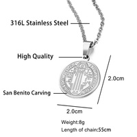 Mode Exorcisme Pendentif Bijoux En Acier Inoxydable Saint Benoît Médaille Pendentif Avec Chaîne Collier