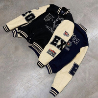 Chaquetas Varsity con Parches Bordados Estampados para Hombre, Chaqueta de Béisbol con Logotipo Personalizado, Chaqueta Vintage con Ribetes