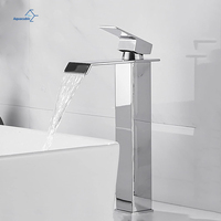 Robinet de salle de bain cascade Aquacubic certifié CUPC - Mitigeur monotrou à bec haut