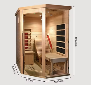 Sauna infrarouge lointain carré robuste pour 2 personnes, idéal pour la récupération musculaire, prix usine, sauna en bois massif avec banc - Product Image 5