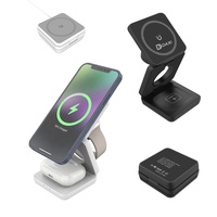 Station de charge sans fil multifonctionnelle pour iPhone iWatch AirPods 3 en 1 Support de charge sans fil magnétique pliable avec câble
