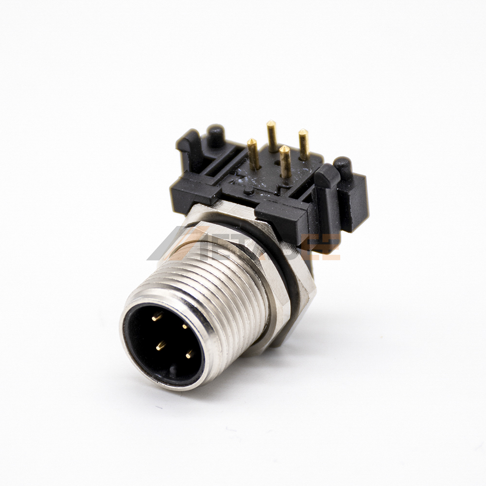 Connecteur mâle à angle droit pour montage arrière sur PCB