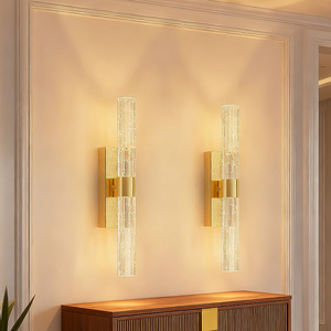 Lámpara de pared de cristal dorada con LED táctil regulable, diseño moderno para dormitorio, sala de estar, pasillo - Product Image 1