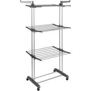 Movable 4-Tier Extendable Foldable Stainless Steel Drying <b>Rack</b> for Bathroom and Bag Use Floor Standing <b>Clothes</b> Airer Wholesale - Product Image 1