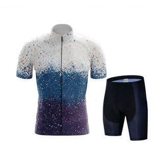Gradient Splatter Starry Sky Printed <b>Cycling</b> Jersey Shorts Set Full Zip Quick Dry Breathable Custom Sublimation Unisex Bike Kit - Product Image 5