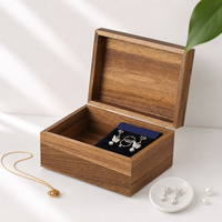 Boîte en bois avec couvercle à charnières, élégante, en bois dur à grain foncé, étui à souvenirs pour cadeaux professionnels de luxe