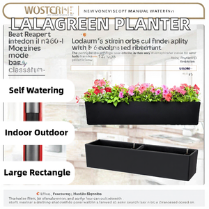 LaLaGreen Self Watering Large Rectangular Black Plastic PP Planter Box (40 Inch 1 Pack) <b>for</b> Indoor/Outdoor Use Succulents <b>Herbs</b> - Product Image 2