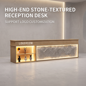 Nuovo Bancone Cassa Illuminato in Stile Cinese con Finitura Effetto Pietra; Scrivania Compatta per Reception per Case da Tè, Hotel, Saloni di <span class=keywords><strong>Bellezza</strong></span> - Product Image 2