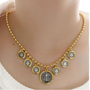 Religious Pearl Multi Pendant Necklace Gold Plated <b>Copper</b> Bead <b>Chain</b> Butterfly Charm Vintage Jewelry for Women Anniversary - Product Image 1