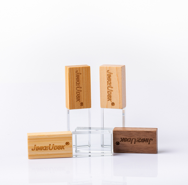 Top Supplier Wood Crystal Usb With Wooden Box With 3d Custom logo for Wedding 8 16 32 64 128 Gb Glass Crystal Usb Flash Drive