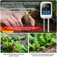 YIERYI Testeur de sol Bluetooth 6-en-1 : pH, humidité, température, EC, luminosité, humidité de l'air – Détecteur rotatif rechargeable pour le suivi du sol