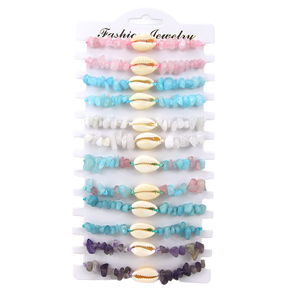 Pulsera <span class=keywords><strong>SHEIN</strong></span> Nueva con Conchas de Grava, Estilo Ins, con Ópalo y Amatista, para Amantes de la Playa, para <span class=keywords><strong>Mujer</strong></span> - Product Image 1