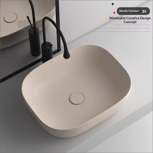 Lavabo <span class=keywords><strong>de</strong></span> Piedra Moderno y Sencillo con Acabado Mate, Forma Ovalada, para Baño, Balcón y Lavadero - Product Image 2