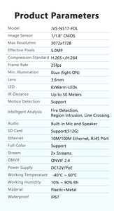 एआई विश्लेषण के साथ N517-FDL 5 एमपी फायर डिटेक्शन आईपी कैमरा, कंप्यूटिंग पावर और डुअल माइक सिस्टम - Product Image 6