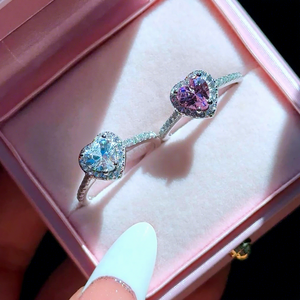 Anelli Gioiello da Principessa Scintillanti Placcati in Argento con Pietra Rossa a Cuore Promessa per Donna - Product Image 5