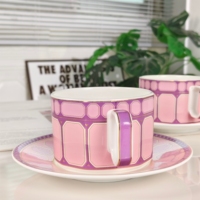 Ensemble de tasses à café en porcelaine rose, style européen, luxe moderne, minimaliste, écologique, cadeaux d'affaires, pour le thé de l'après-midi