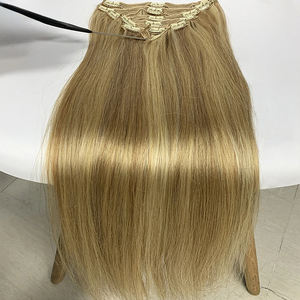 Extensions capillaires russes européennes blondes lisses à clipser P8/613, 120g/set, Super Double Drawn, 100% Cheveux Humains Vierges Remy, Sans Chute, Doux - Product Image 4
