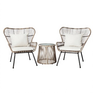 Nordic Minimalist Durable Rattan Three-Piece <b>Garden</b> <b>Set</b> Outdoor Furniture for Balcony or Indoor -Use - Product Image 2