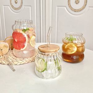 Coperchio in legno di bambù porta <span class=keywords><strong>bicchieri</strong></span> Latte ghiacciato resistente alle alte Temperature succo di caffè bevande fredde tazza di vetro paglia di grande capacità - Product Image 2