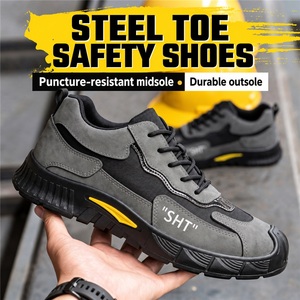 Zapatos de seguridad grises con cordones, antiaplastamiento, ligeros, tipo zapatillas de trabajo - Product Image 3