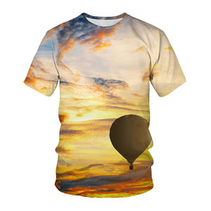 تي شيرت بأكمام قصيرة بتصميم منطاد الهواء الساخن، 100% بوليستر، طباعة رقمية، 180 جرام، سريع الجفاف وقابل للتنفس، مخصص للرجال بأسلوب الهيب هوب - Product Image 2