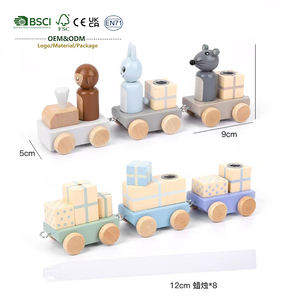 Tren <span class=keywords><strong>de</strong></span> Madera para el Día del Niño, Portavelas, Bloques <span class=keywords><strong>de</strong></span> Construcción, Número <span class=keywords><strong>de</strong></span> Ensamblaje, Remolque, Juguete Educativo, Tren <span class=keywords><strong>de</strong></span> Madera - Product Image 1