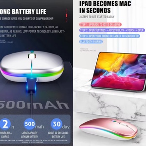 เมาส์ไร้สาย BT5.0ชาร์จได้ตามต้องการเมาส์แอปเปิ้ล2.4กิกะเฮิร์ตซ์บลูทูธไร้สายสำหรับเล่นเกมเงียบเหมาะกับสรีระสำหรับแล็ปท็อปไอแพด - Product Image 5