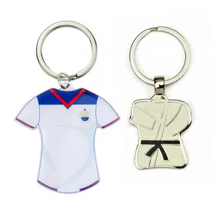 Wholesale Metal 3D DesignUniform Keychain Taekwondo Custom T Shirt Dress Cloth Shaped Key Chain Keyring