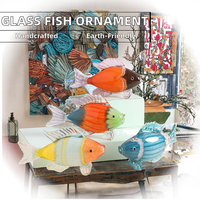 Miniatures de poisson en verre de Murano faites à la main, écologiques, avec portrait, en verre émaillé, style Art Déco, pour table de salon ou meuble TV