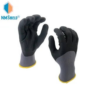NMSHIELD 15号尼龙氨纶3/4涂层泡沫丁腈手套，用于工作CE EN388 4121X