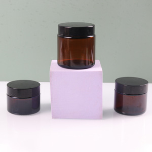 En Stock Frasco Crema Marrón Cilíndrico 60ml 120ml 180ml 250ml Frasco de Cristal Crema Facial con Tapa de Plástico - Product Image 3