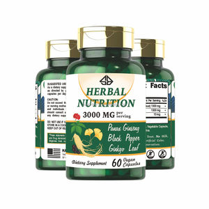 Cápsulas de Hierbas para Adultos, Refuerzo del Sistema Inmunológico, Antioxidante, Mejora la Circulación Sanguínea, Ginseng, Ginkgo, Pimienta Negra, 60 Cápsulas - Product Image 1