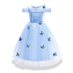 Collection de papillons bleus d'inspiration de luxe Princesse Manches à bulles Sequin Fantasy Disguise Cendrillon Robe TV & Movie Costumes - Product Image 2