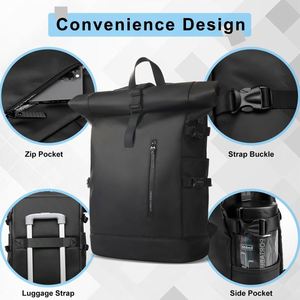 Échantillon gratuit : Sacs à dos roll-top unisexes de qualité supérieure, fabriqués en usine, pour adolescents, étudiants, lieux de travail et villes. - Product Image 2