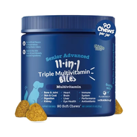 Masticables multivitaminés 11-en-1 pour chiens, 90 bouchées molles, 11,7 oz, pour les os et les articulations, la peau et le pelage, et la digestion, saveur poulet
