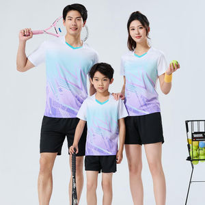 T-shirt de course personnalisé pour adultes et enfants, dégradé, séchage rapide, respirant et anti-transpiration pour le badminton, le tennis de table et le volley-ball - Product Image 2